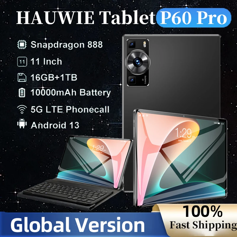 2025 Новый планшетный коврик Orlglnai Hauwie P60 Pro 16 ГБ + 1 ТБ 10000 мАч 11 дюймов HD Android 14 5G