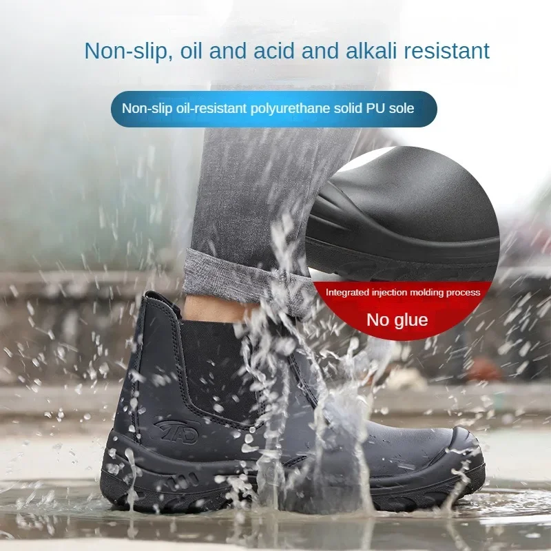 Мужская защитная обувь из чистой кожи с защитой от ударов и проколов стальным