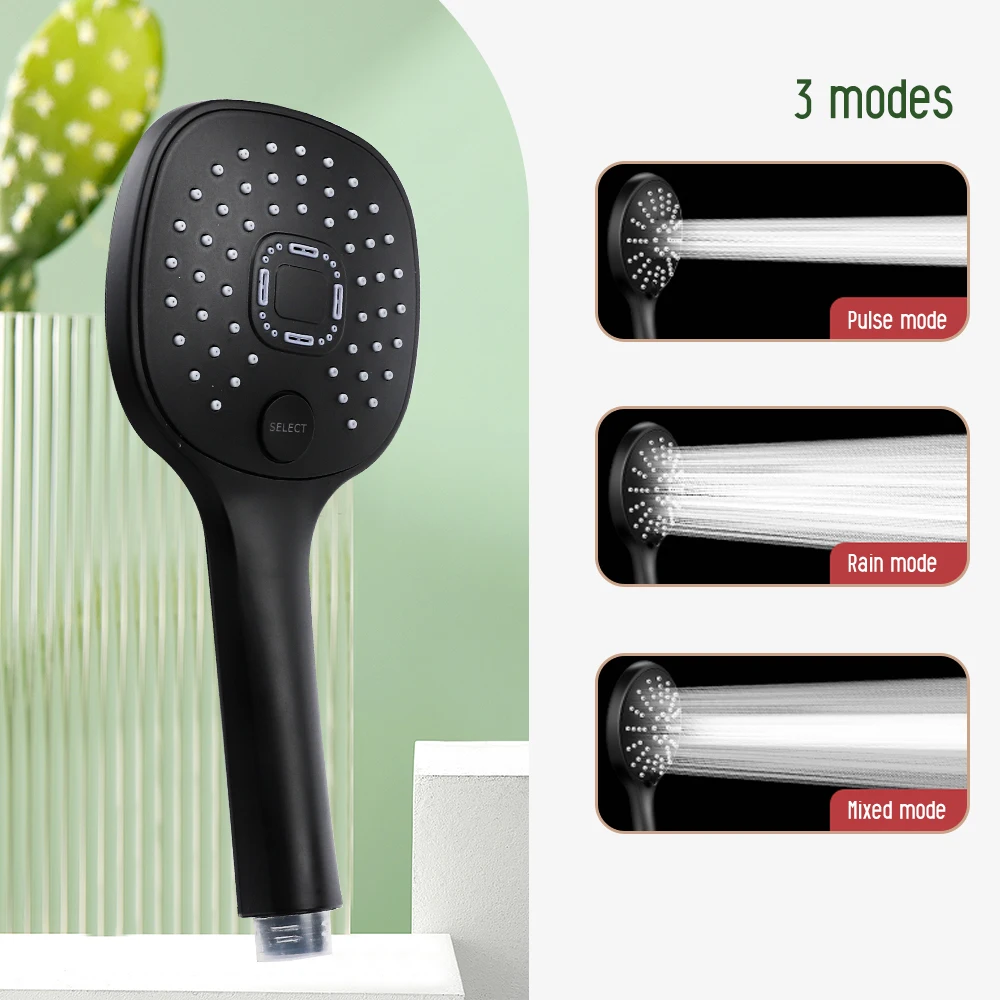 

3 Modes Rainfall Shower Head Set Adjustable Water Saving Pressurized Big Showers High Pressure Nozzle for Bathroom Accessories