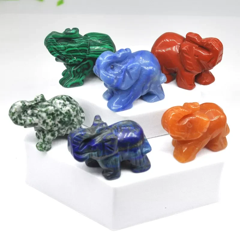 

Elephant Statue Natural Stones Rose Quartz Healing Crystals Carved Animal Figurines Room Decor Gem Craft Trinket Wholesale