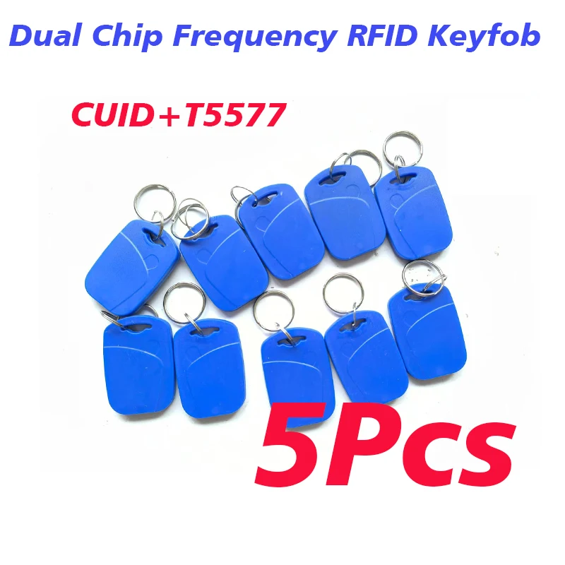 

2 в 1 двухчастотные записываемые перезаписываемые RFID-брелки для ключей контроля доступа 13,56 МГц 1K CUID и T5577 125 кГц ID-ключ-карта