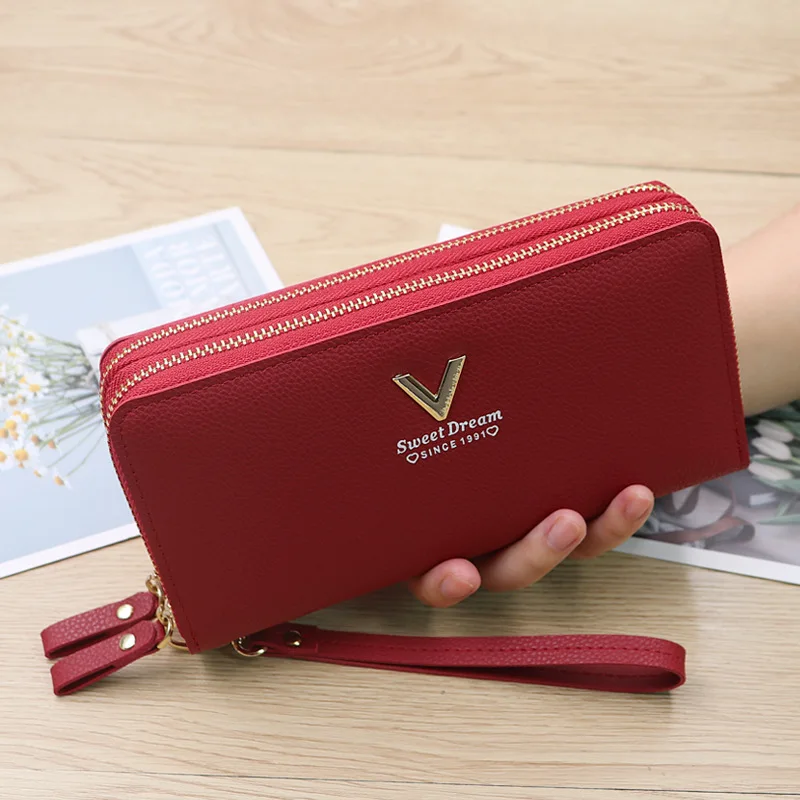 

New Multifunctional Fashionable New Women Long Wallets Pure Color Women's Long Bag Card Bag Coin Purse Zipper Mobile Phone Bag