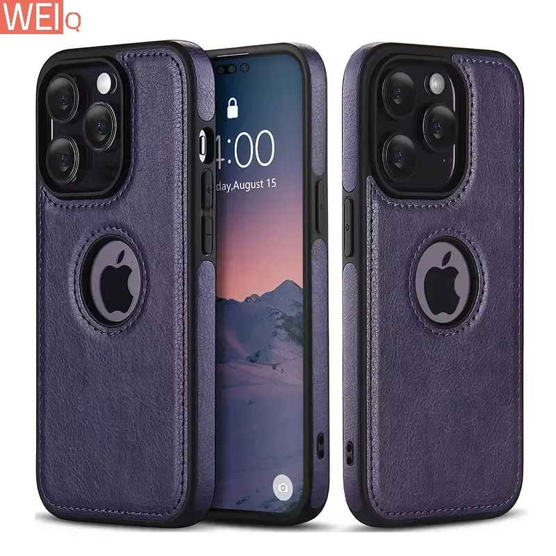 

For iPhone 11 12 13 14 15 Pro Max MINI XR XS X SE 6 7 8 Plus Business PU Leather Case Soft Cowhide Shockproof Protective Cover
