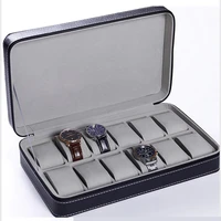 leather watch cases storage organizer boxes large space pu zipper quartz smart watch holder display stand men women gifts