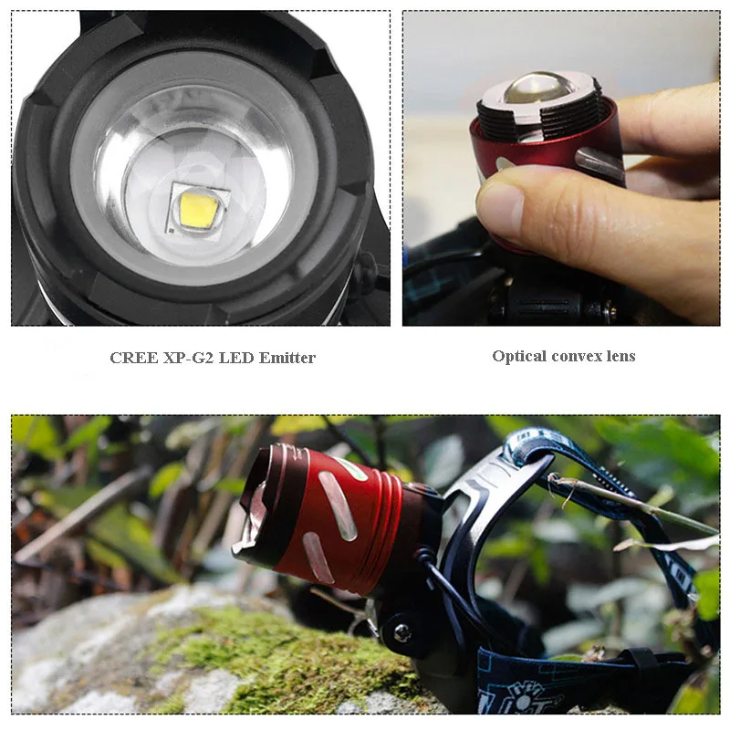 BORUIT B9 1xcree XP-G2 R5 500 люмен 3-режимный USB Перезаряжаемый зуммируемый светодиодный