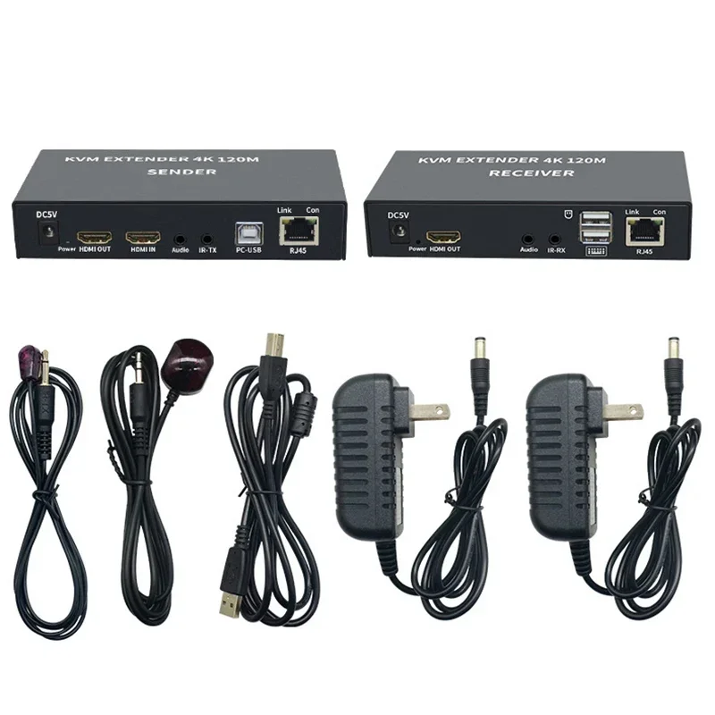Удлинитель KVM 4K 120M порт HDMI к Rj45 USB-клавиатура мышь аудиоэкстракт 3 5 мм