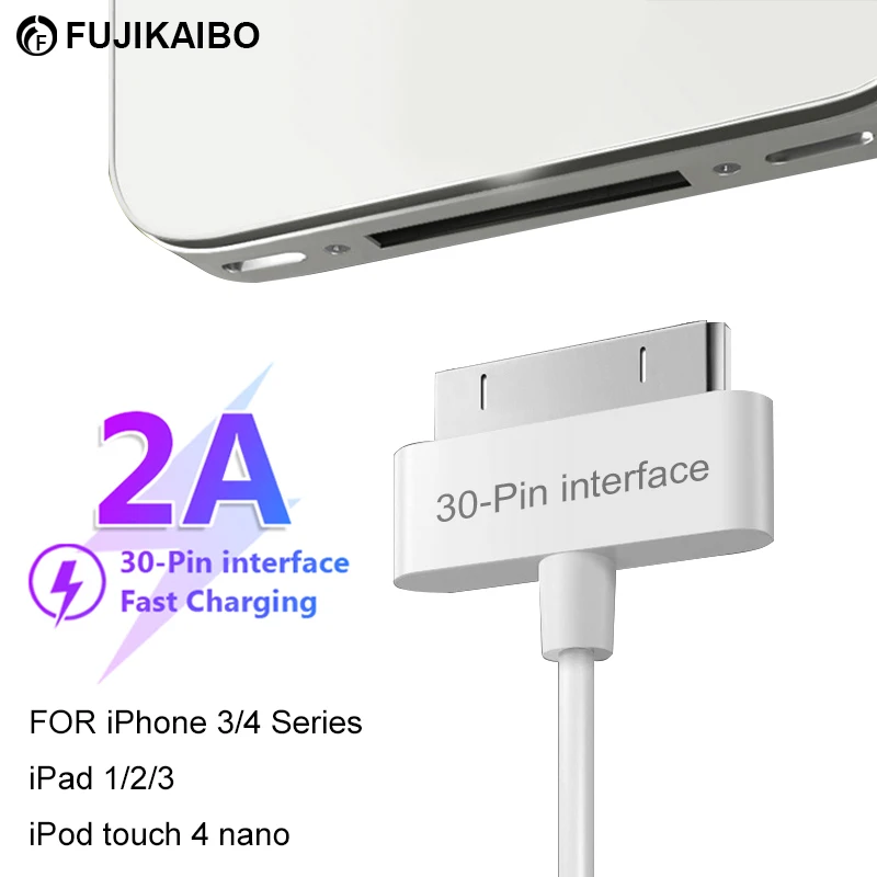 

1-2 PCS 2A 30 Pin Fast Charging Data Cable For iPhone 4S 4 3GS iPad 1 2 3 iPod Nano Touch 1m 1.5m Cable Data Sync Adapter Cord