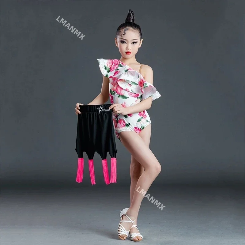 Детское платье для латиноамериканских танцев с рукавом в виде листьев лотоса