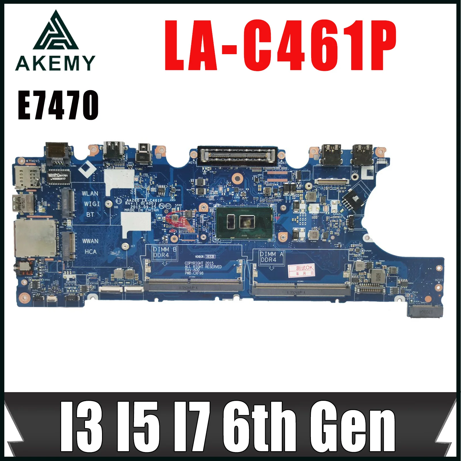 

LA-C461P I3 I5 I7 CPU для Dell Latitude 14 7470 E7470 Материнская плата ноутбука V2N4V DGYY5 PCVDX материнская плата CY