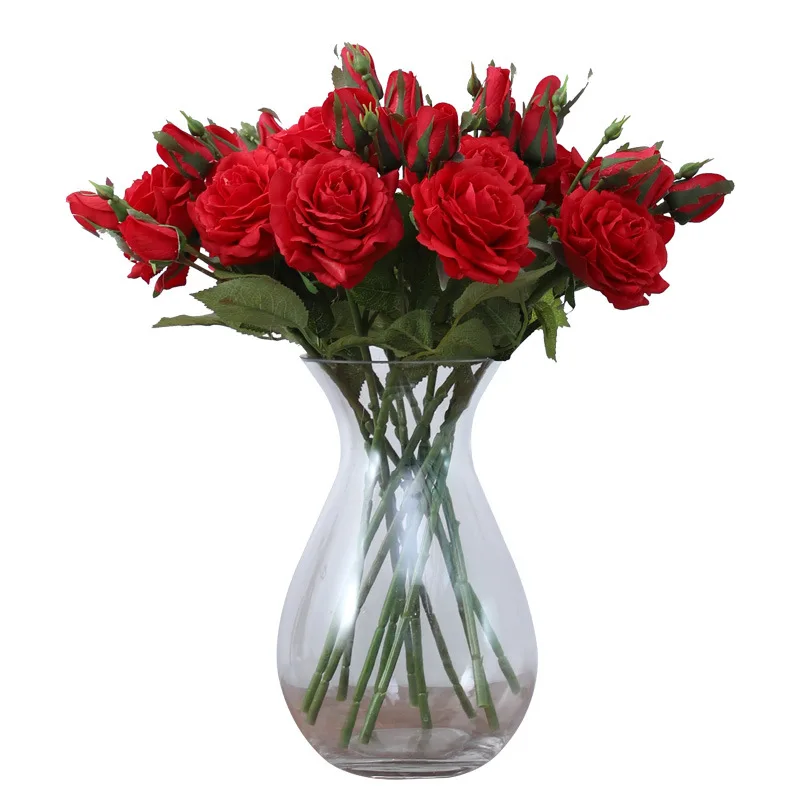 

Red Roses Artificial Flowers 17" Fake Silk Rose Like Real for Mother's Day Wedding Date Anniversary Party Home Hotel Decorations