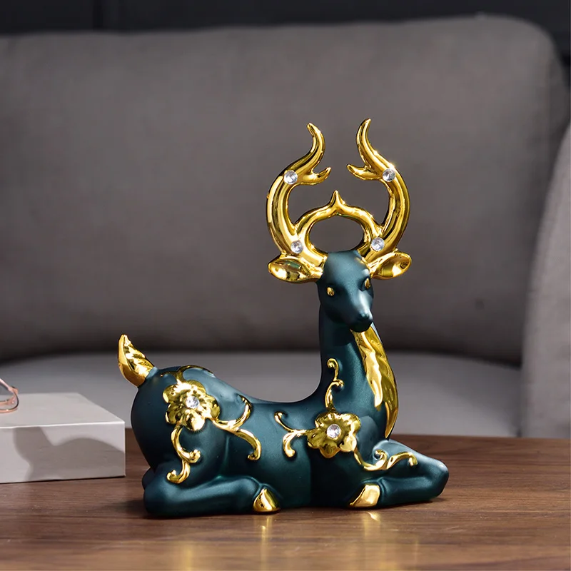 y nowoczesny wazon ceramiczny Lucky Deer sztuczne ozdoby kwiatowe strona główna salon pulpit umeblowanie rzemiosło figurki Fengshui dekoracja