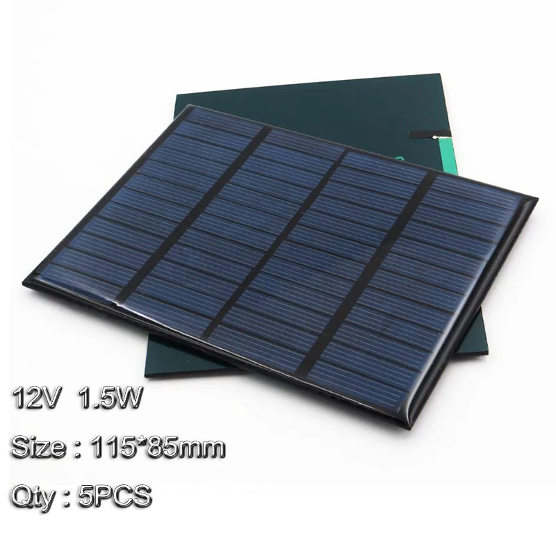 

5PCS 12V 115x85mm Small Epoxy Solar Panels Mini Solar Cells Polycrystalline Silicon use for DIY solar phone charger,toy