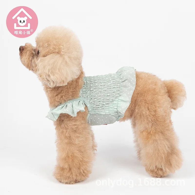 

Новинка, одежда для домашних животных, маленькое шифоновое платье в пупок, короткое платье на бретельках, жилет для домашних животных, плать...