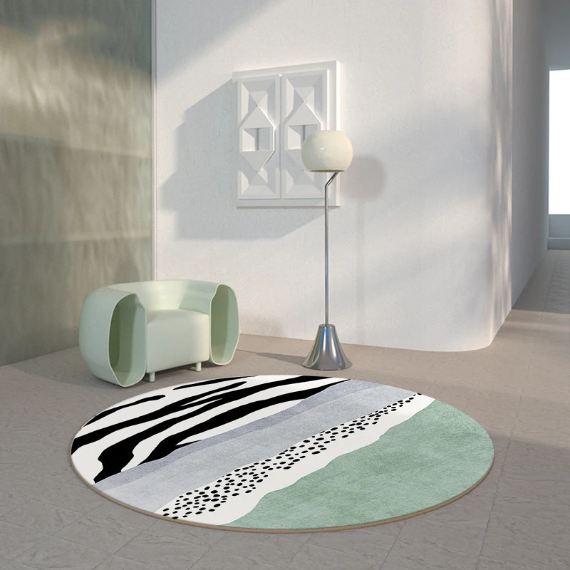 

Light Luxury Round Carpet Bedroom Dresser Mat Living Room Carpets Home Decoration Chair Floor Mats Girl Children's Room Rug