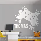 Виниловая настенная наклейка в виде игрока, тематическая наклейка, наклейка с контроллером, настраиваемая наклейка с именем для игры, наклейка на стену для комнаты мальчика yx38