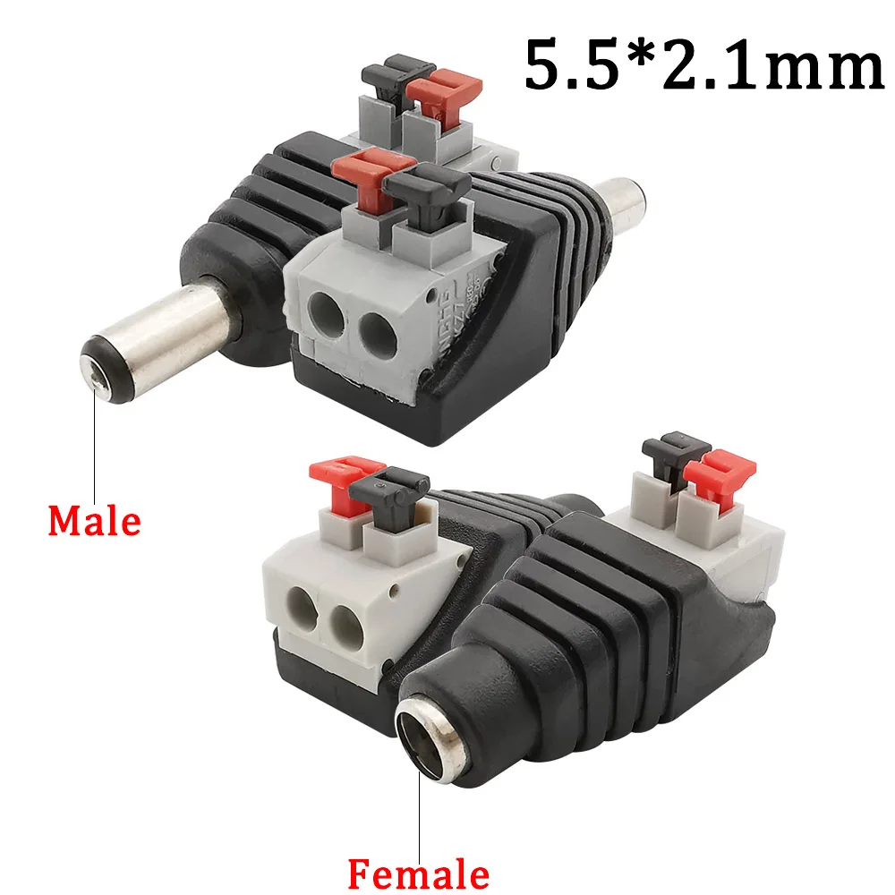 2/5Pair 5.5x2.1mm DC Plug Jack Connector Power Male Female DIY Electric Cable Wire for CCTV Camera LED Strip Light - купить по