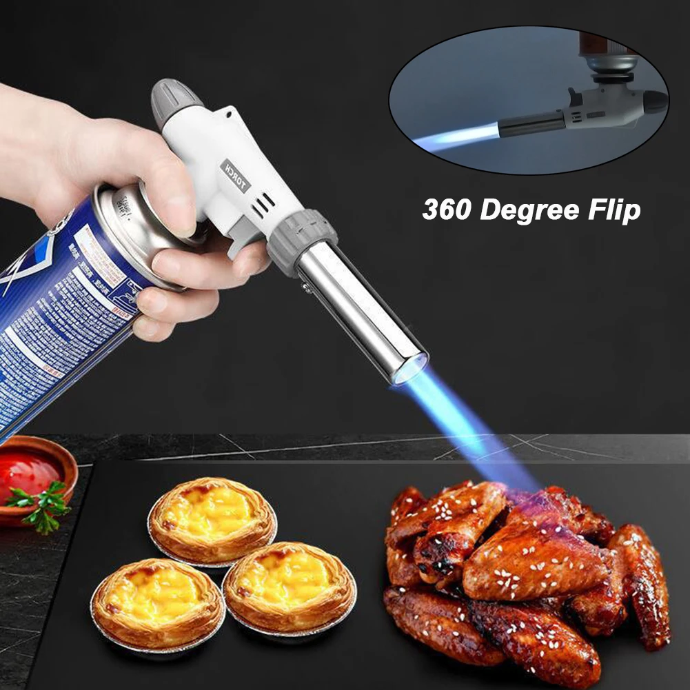 

Outdoor Camping Igniter Card Type Spray Gun Flame 360 Degree Flip Windproof Flame Adjustable Gas-Burner Outdoor Cooking Lighter