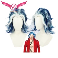 anime tokyo revengers taiju shiba cosplay wig mixed blue short heat resistant hair slicked back synthetic hair wigs