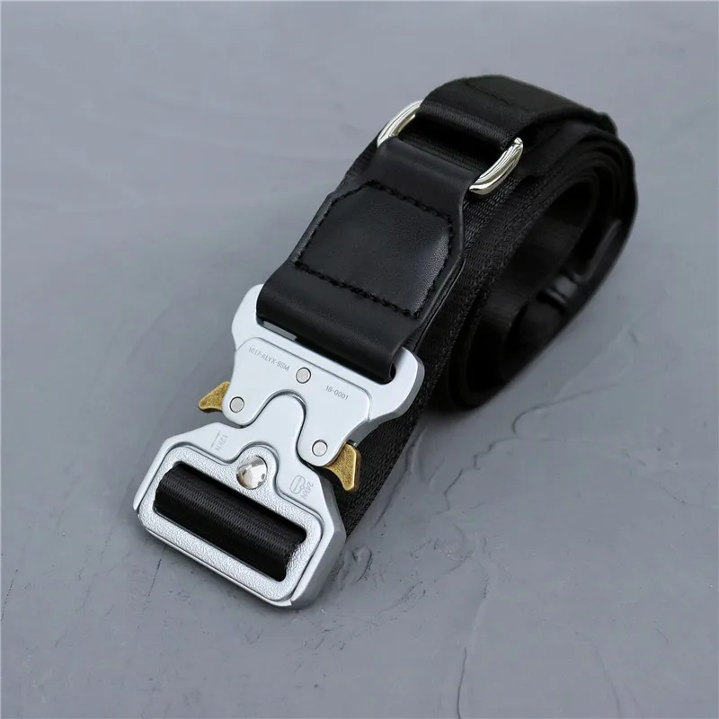 

High quality 1017 ALYX 9SM belt classic Rollercaster men's and women's silver metal buckle ALYX belt jacquard logo premium belt