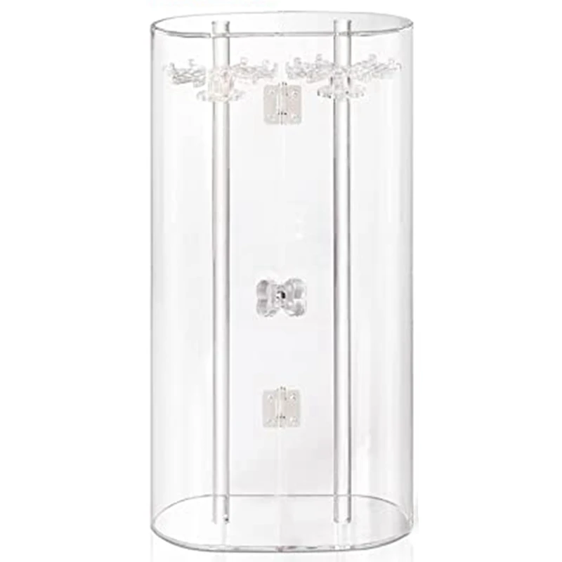 

Acrylic Necklace Stand, Dustproof Rotatable Hook Necklace Storage Box, Pendant Bracelet Display Cabinet