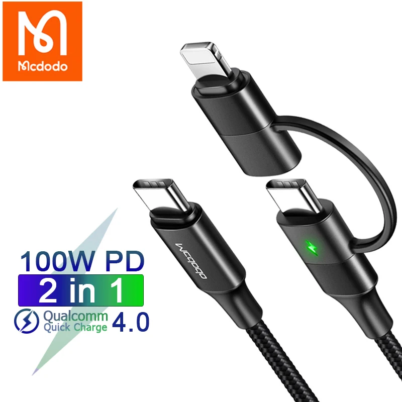 

Mcdodo 100W USB C To Type C Lightning 2 in 1 Fast Charging Cable For Huawei Samsung Xiaomi Support iPhone 14 13 12 11 Pro Max X