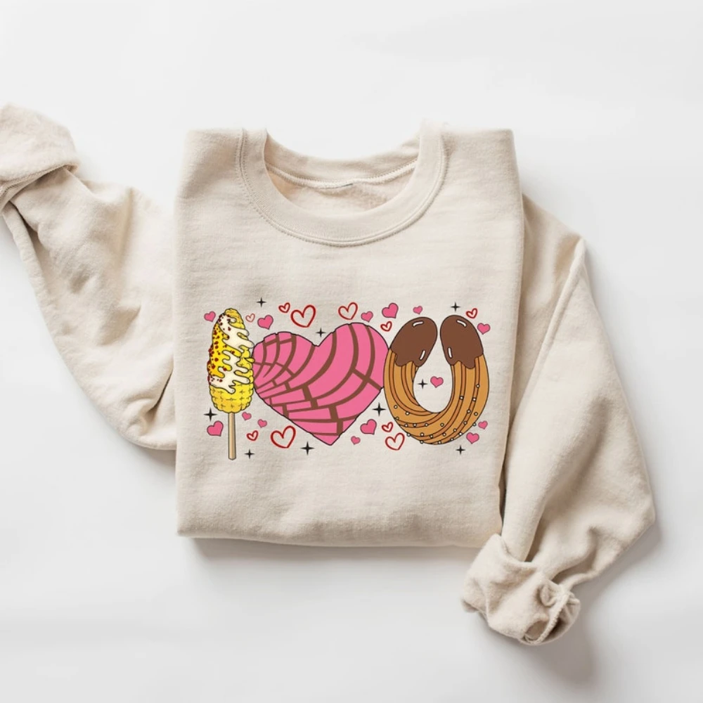 Свитер I Love U Conchas Elotes Churros свитер на День святого Валентина мексиканский подарок