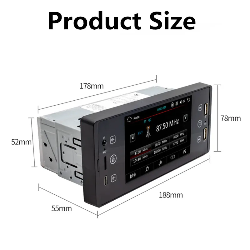 5-дюймовый автомобильный радиоприемник Bluetooth MP5 плеер 1 Din IPS экран Авторадио