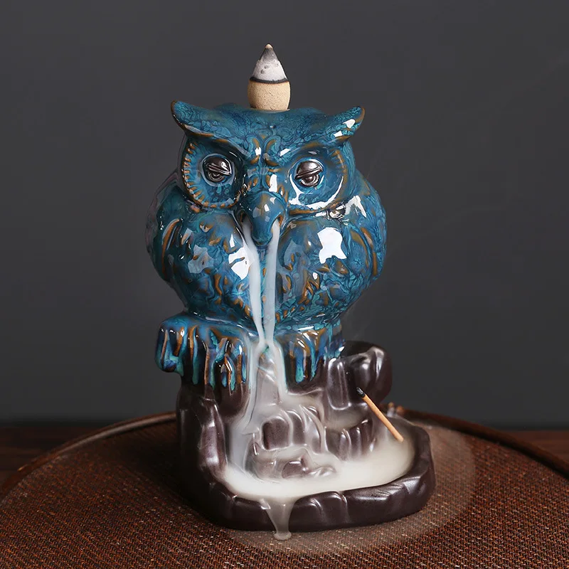 

Owl Incense Burner Backflow Ceramic Incense Holder,Handmade Waterfall Cone Burner,Home Aromatherapy Ornament Yoga,Zen Garden