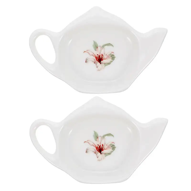 

2Pcs Ceramic Tea Bag Holders Exquisite Tea Bag Tray Small Loose Tea Dish Tea Bag Coaster Tray