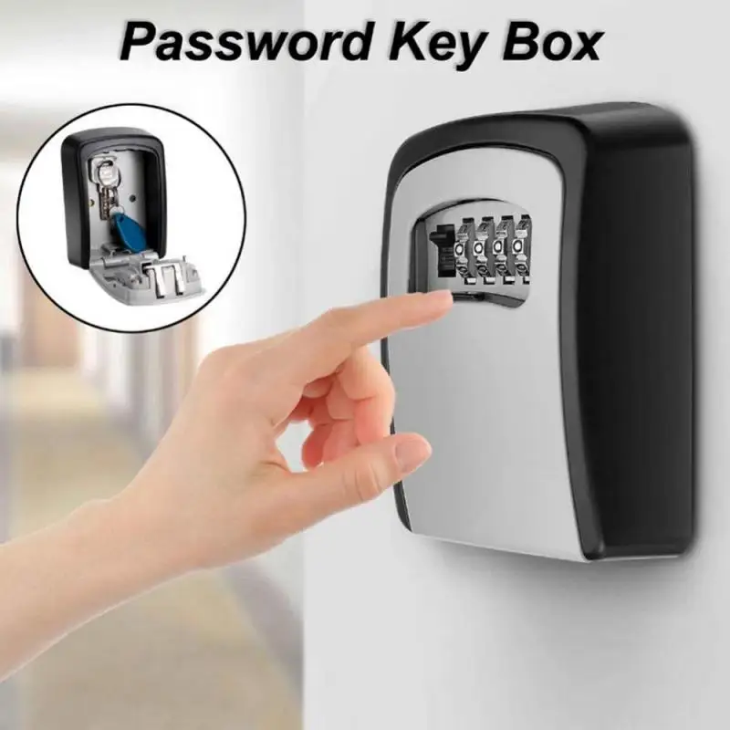 

Wall-mounted Key Safe Weatherproof No. 4 Combination Key Storage Lock Box Indoor and Outdoor Password Key Box Key Lock Box