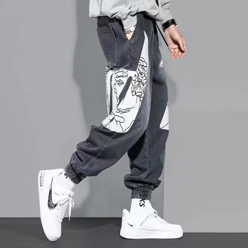 

Spring and Autumn New Work Clothes Jeans Men's Straight Loose Tappered Cropped Pants Large Size Korean Style Fashion BrandinsHar