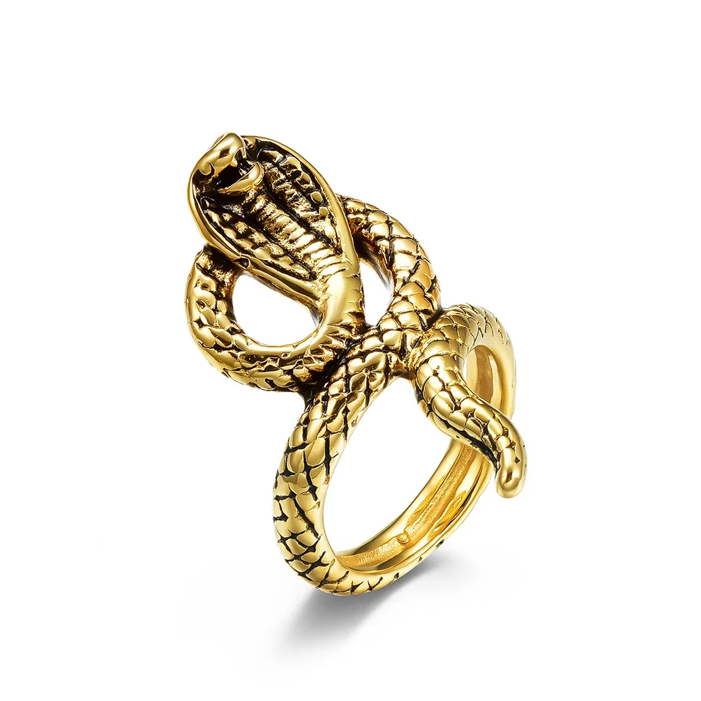 

Luxury Design Twist Cobra Snake Rings for Women Fashion Gold Color Stainless Steel Female Jewelry Wedding Band Anniversary Gift