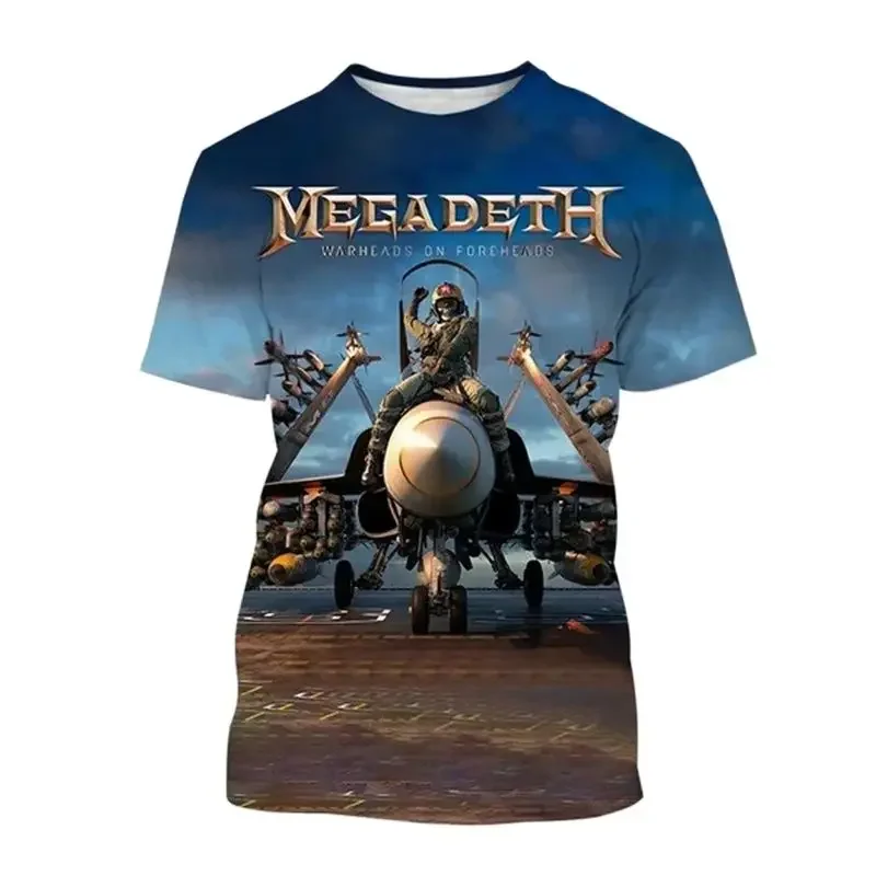

3D Fashion Megadeth Printing T-shirt Summer Men Ladies Popular T Shirts Hip Hop Style Short Sleeves Pullover Boys Vintage Tops