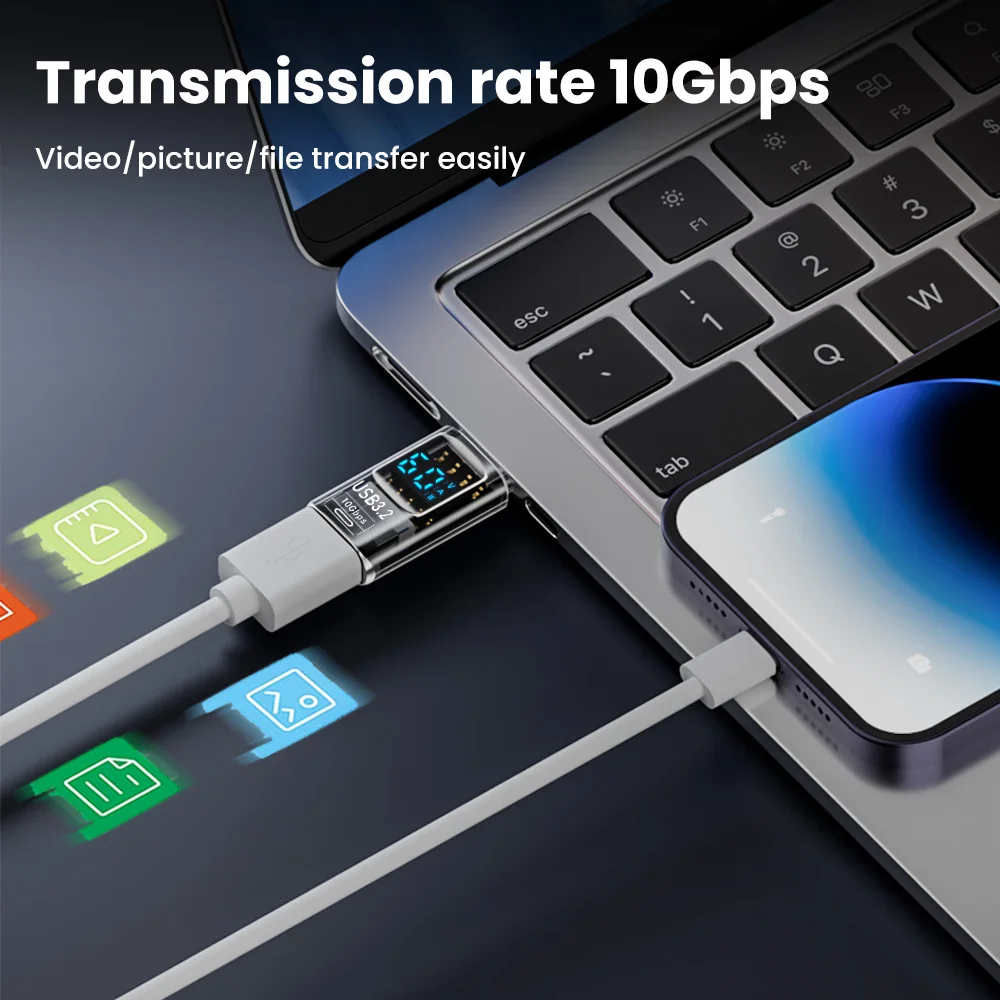 Фото Elough USB3.2 Адаптер USB-Type C OTG 10 Гбит/с Передача данных QC36W PD60W Быстрая зарядка для iPhone 16/15 Samsung adaptador tipo c №2