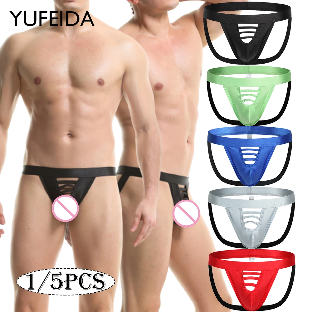 

YUFEIDA 1/5pcs Sexy Gay Thongs Jockstrap Open Crotch Men G Strings Tangas Panties Backless Male Erotic Lingerie Underwear Cuecas