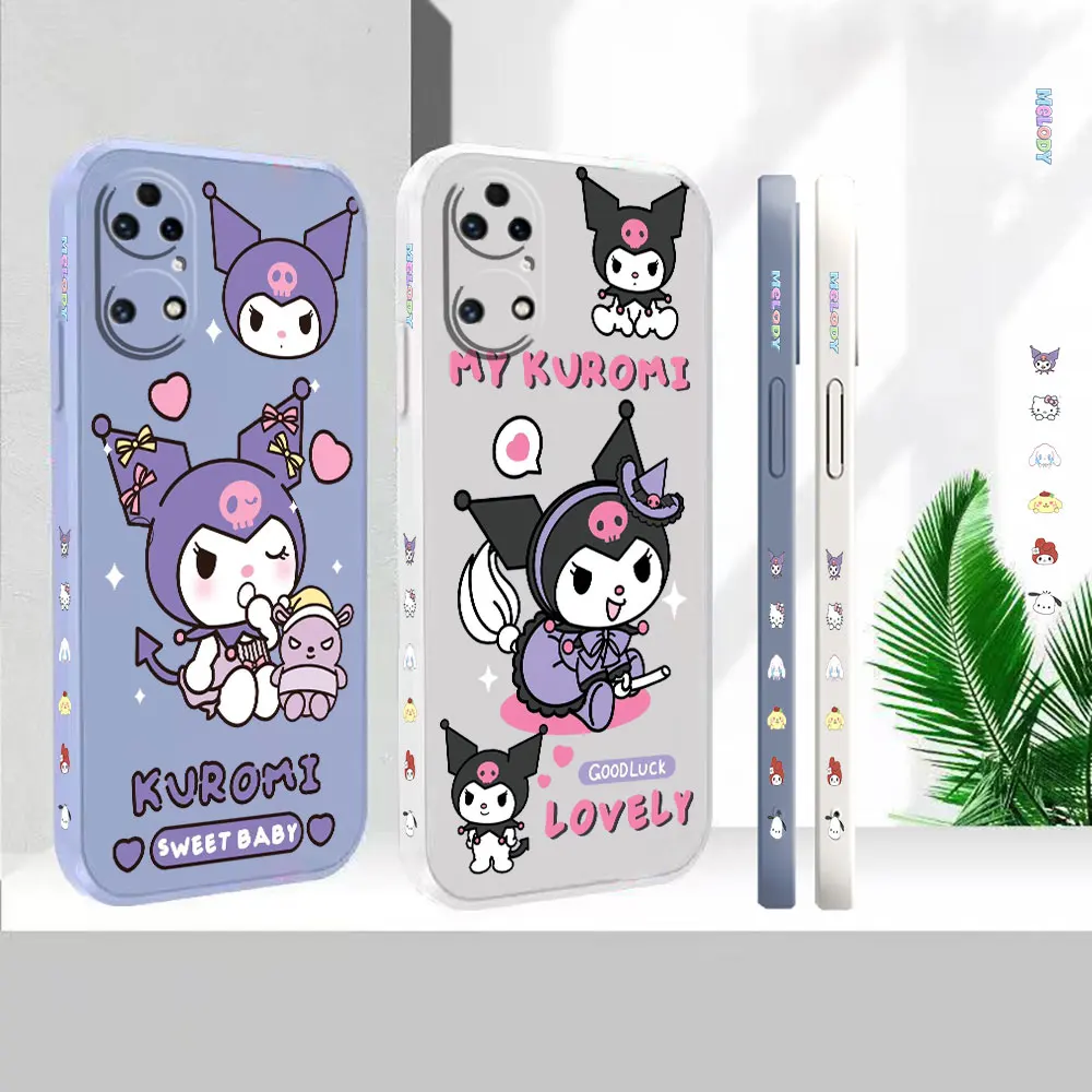 

Liquid Silicone For Huawei P60 P50 P40 P30 P20 Mate 50 40 30 20X 20 10 Pro Plus Colour Cover Anime Cute kuromi Case Funda Cqoue