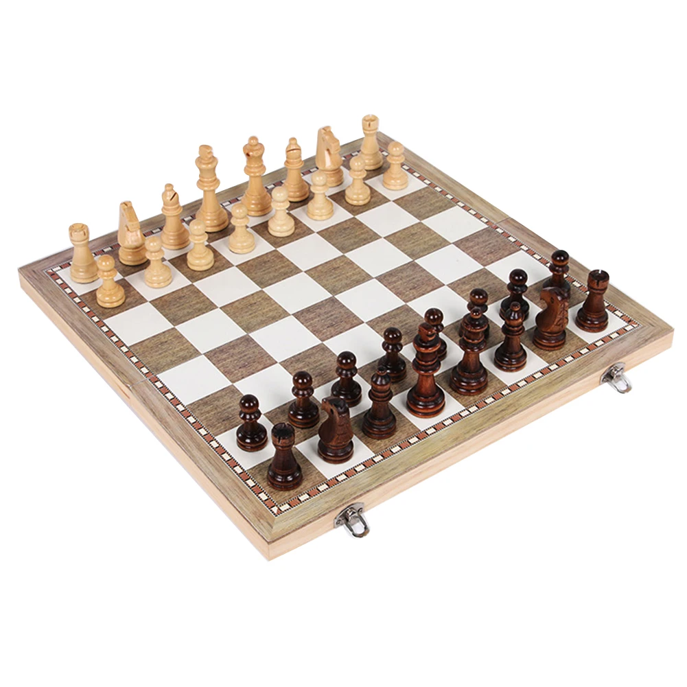 

3 In 1 Entertainment Backgammon Games Kids Portable Wooden Adult Toy Beginner Learning Foldable Chess Board Set Travel Gift