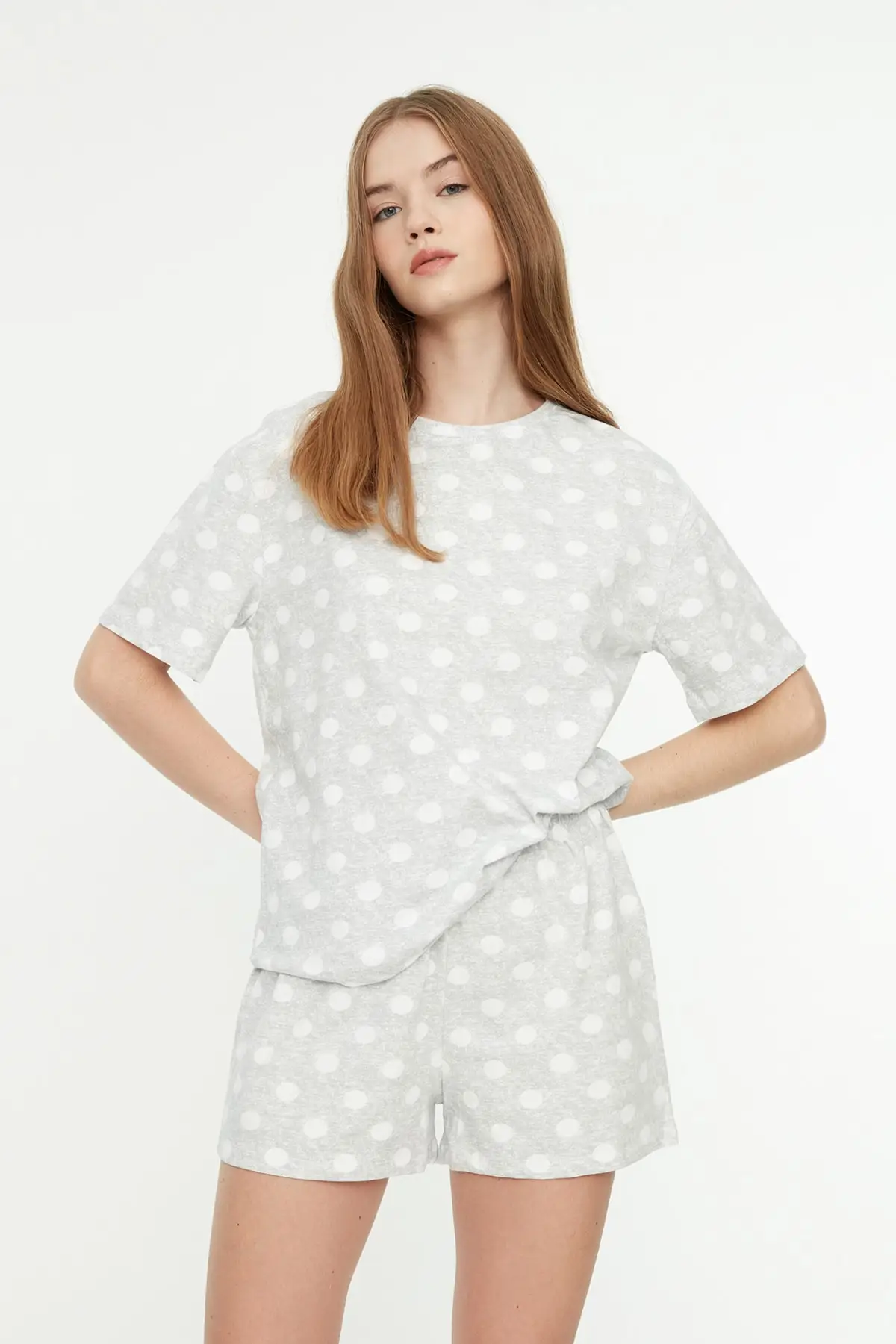 

Women's Pajamas ored Polka Dot Knitted Sleep Lounge Pajamas Nightwear Nightwear Nightwear Nightwear Casual Home Clothing