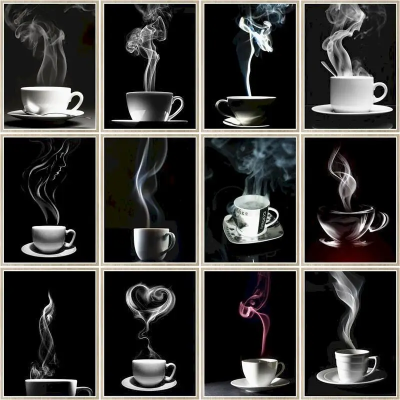 

CHENISTORY Modern Paint By Number Coffee Cup Scenery Drawing On Canvas Acrylic Paint Gift Pictures By Number Kits Home Decor