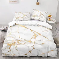 Marble Duvet Cover Set King/Queen Size White Gold Abstract Marble Texture Printed Bedding Set Abstract Polyester Quilt Cover