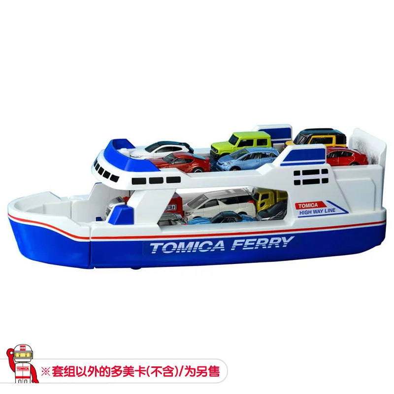 Фото Оригинальный большой паром-круизный лайнер TAKARA TOMY Tomica World 169031 с открывающимися носовой и кормовой платформами, вмещает 12 литых моделей машинок, игрушка-подарок №3