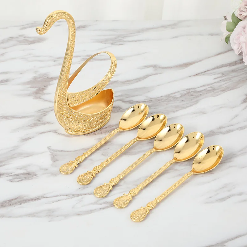 

European metal swan storage box home decoration fashion fruit cute dessert creative spoon set