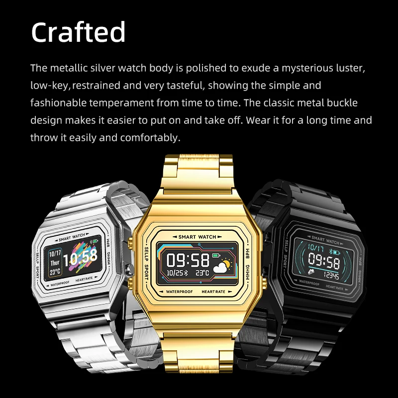 Роскошные золотистые Цифровые Смарт-часы с сенсорным экраном для мужчин 2022