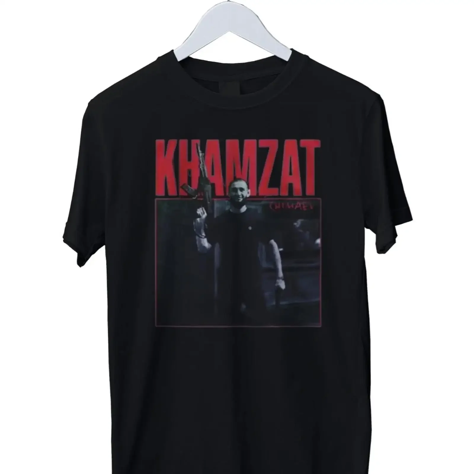 Фото Футболка с принтом Khamzat Chimaev Boxing Fight, мужская, размеры S, M, L, XL, 2XL, 3XL, 4XL, винтажная, с эффектом потертости, стильная, для повседневной носки, универсальная, слегка свободного кроя №1