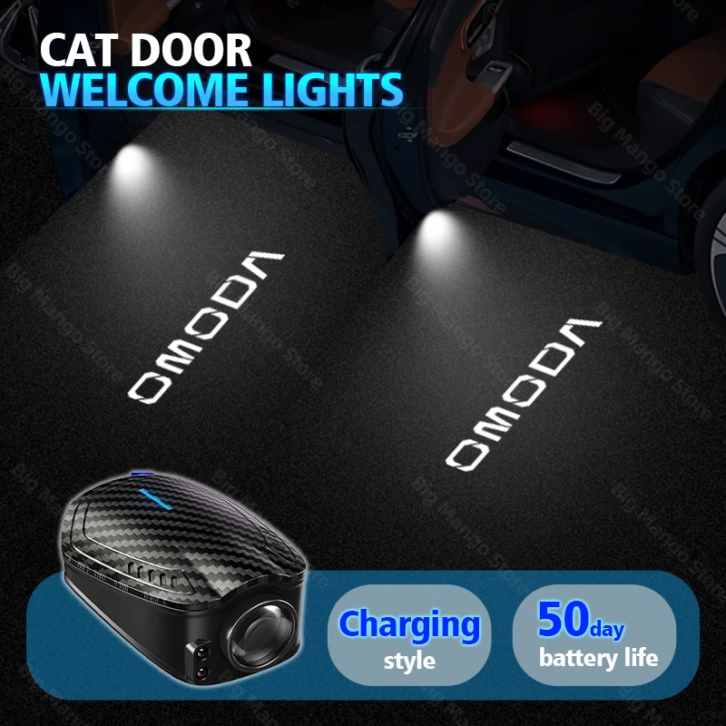

2 шт. USB перезаряжаемые автомобильные дверные HD светодиодные лампы, проектор, добро пожаловать, фонари для Chery OMODA 5 S5 O5 E5 C5 PRO PHEV, аксессуары