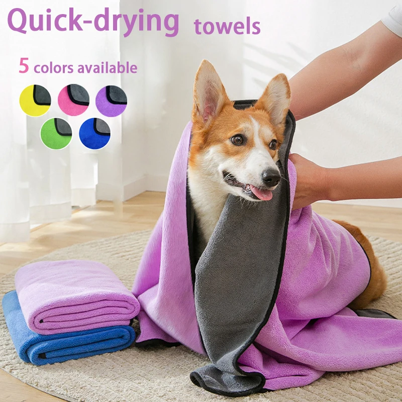 Quick Dry Dog Towel Bath Robe Soft Fiber Absorbent Cat Bath Towel Convenient Pet Cleaning Washcloth Pet Accessories