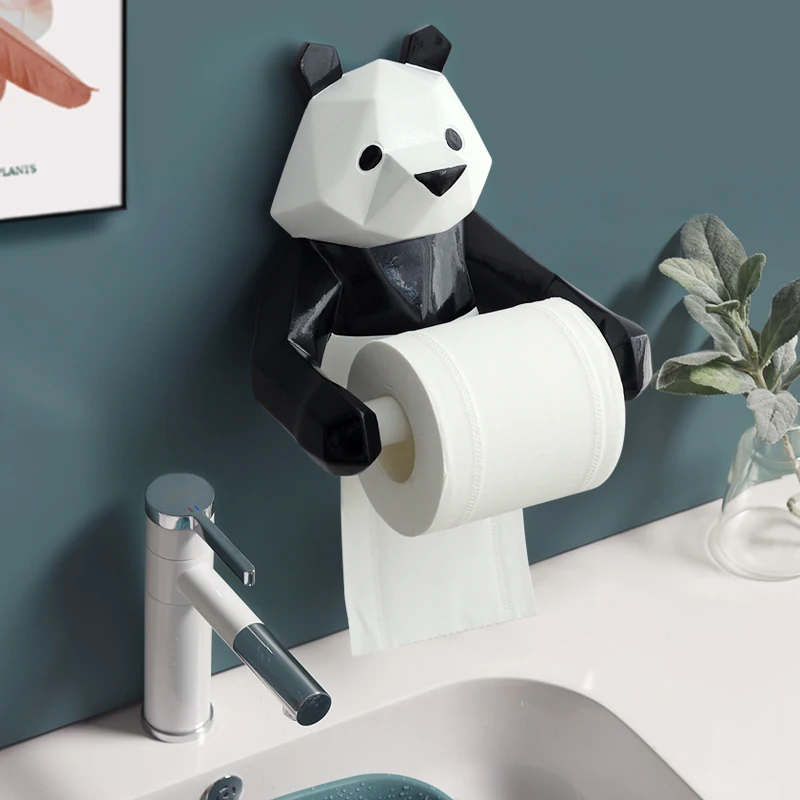 

Resin Panda Figurin Roll Toilet Tissue holder Wall Mounted Tissue Holder Paper Tissue box Holder Bathroom Decoration Tissue Box