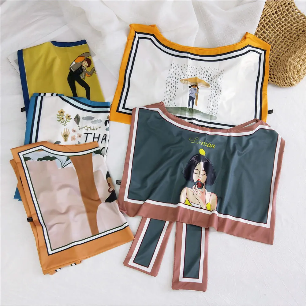 

2022 ледяной Шелковый Солнцезащитный телефон для женщин тонкий летний накладной воротник шарф для девушек съемные воротники шарфы накидка Д...