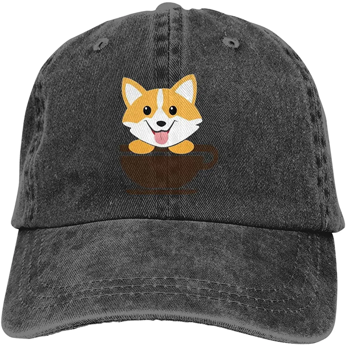 

Best Selling 2021 print new summer Corgi Dog Coffee Paw Teacups Unisex Cowboy Hats Sport Denim Hat Fashion Baseball Cap Black