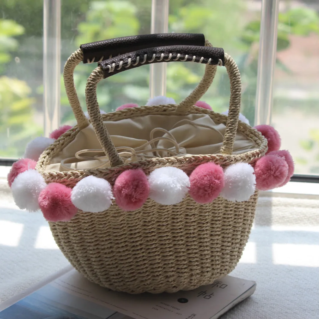 

Straw Purses and Handbags for Women Summer Rattan Woven Beach Hand Bags Tote Ladies String Holiday Handbag